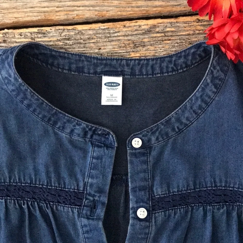 Old Navy Chambray Shirt Dress with Lace - Picture 8 of 10